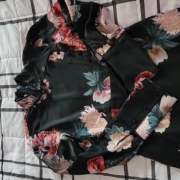 X SMALL Zara Chinese Style Silk Floral Dress - Picture 2 of 8